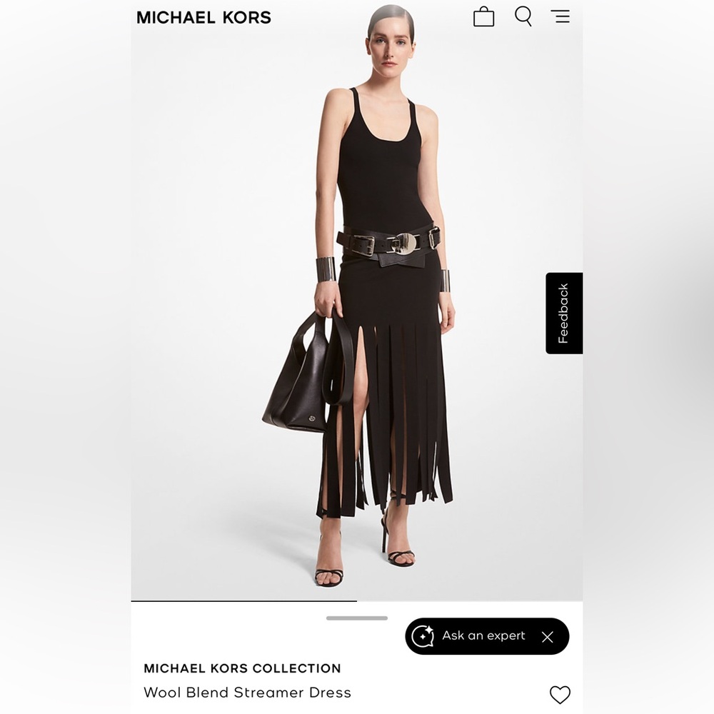 Michael Kors Black Sleeveless Fringe Dress
